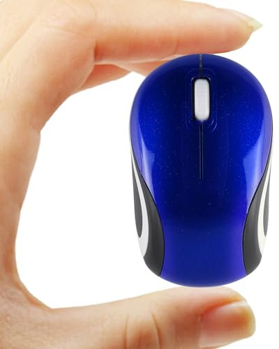 Wireless Mouse Cute Mini Computer Mouse for Laptop-Small Size Pocket Portable Compact Travel USB Optical Mice 3 Buttons 1600 DPI Cordless Mouse for PC Computer Notebook MacBook Kids Girl Gift (Blue)