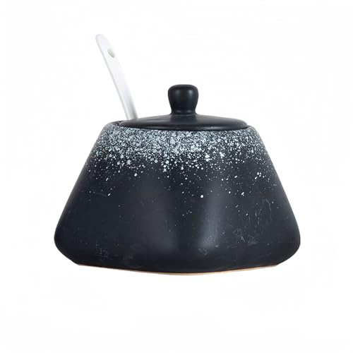 Dowbom Sucrier japonais avec couvercle et cuillère, pot à sucre, pot à sucre, pot à épices (gris, 340 g)