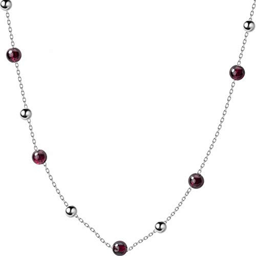 GeRRiT S925 Collana in Argento Dolce Granato Perla Collana Elegante e Minimalista Catena Clavicle, Argento