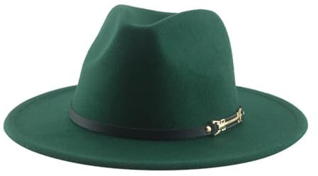 SOYNIA Fedora Trilby Filzhut Hut Fedora-Hut Für Damen Bandgürtel Filzhüte Für Herren Breite Krempe Hochzeit Damenhut 56–58 cm Dunkelgrün