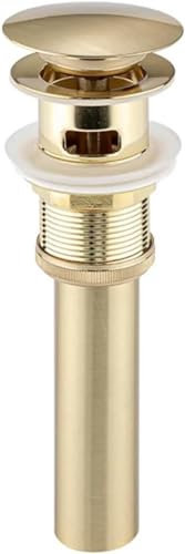 Pop-up-Waschtischstöpsel, Waschbeckenstöpsel, Waschbecken-Becken-Stecker-Abfluss-Becken-Waschbecken-Pop-Up-Drain-Haarfänger-Abfall-Stopper-Badezimmer-Wasserhahn-Zubehör Messing gebürstete Goldfarbe