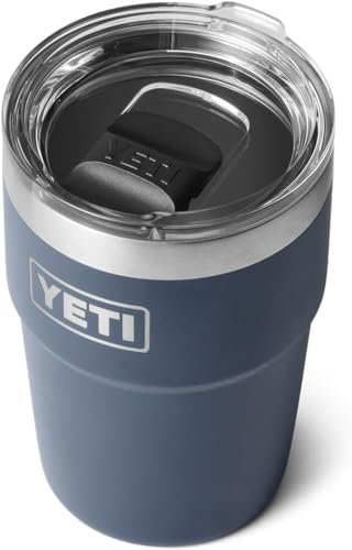 YETI Rambler Cup, Vacuum Insulated Stainless Steel Stackable Cup with Magslider Lid, Navy, 16 oz (475 ml)