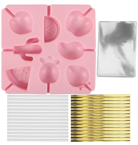 CATIEBYE 1ensemble Moule à Sucettes Silicone avec Bâtonnets Et De Bonbons Complet pour Créer des Lollipops Maison Design Cartoon Matériau Sécurisé Et Pratique pour Bonbons Et