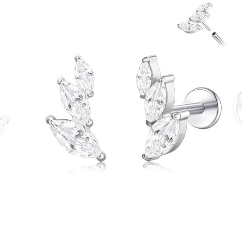limerencia G23 Threadless Push-in Flat Titan Piercing Ohr,18G 6mm/8mm Hypoallergenes Flaches Chirurgenstahl Piercing-Stecker Ohrstecker für Tragus Helix