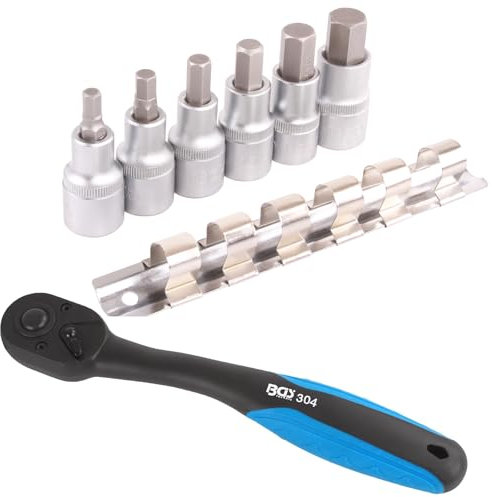 TECPO Steckschlüssel Satz 6-14mm 6-Kant Nüsse Bits mit Umschaltknarre 1/2