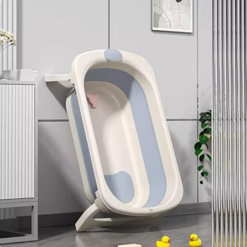 CUEYU Multipurpose Collapsible Pet Bathtub with Drainage Hole, Portable Folding Bathing Tub Shower Basin, Blue-70.5x42x21.5cm