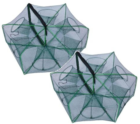 2 Stück Köderfischreuse Aalreuse, Faltbarer Fishing Köderfischreuse, Reusen für Fischfang, Tragbare Fischreuse, Köderfisch-Reuse, Fischfalle Krebsreuse, Fischfalle für Krabbe, Hummer (A, 25 30 5CM)