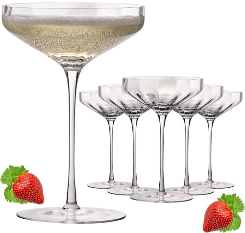 IMPERIAL stora champagneskålar vågade 320 ml champagneglas set 6 delar Cali champagneglas av Crystalline glas handgjorda