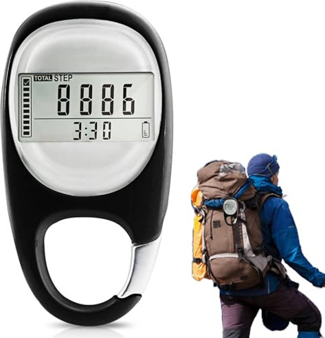 Pedometro digitale 3D con clip - Misuratore preciso senza app o telefono cellulare, alla caviglia, con consumo di calorie per camminare, correre e fare sport