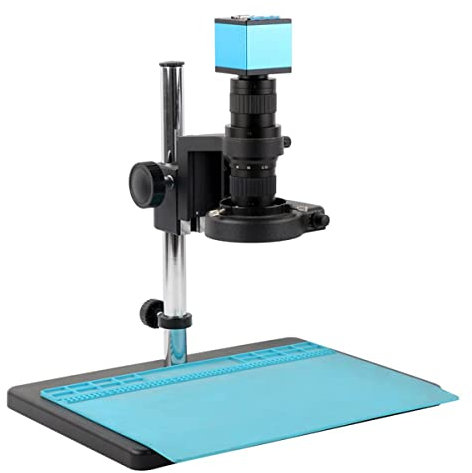 Lab Microscope Accessories HDMI VGA USB Video Microscope Camera 200X 0.7X-5X Adjustable Monocular Microscope Zoom C Mount Lens Set For PCB Soldering Phone Repair PCB inspection(HDMI VGA)