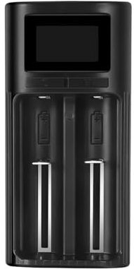 DEWIN Caricabatterie 18650,LCD intelligente Caricabatterie 18650 2 Slot 3.7V 10440 14500 14650 16340 17500 17650 17670 18500 18650 18700 20700 22650 25500 26650,per AA AAA 1,2V Ni-MH o Ni-Cd