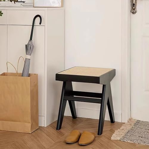MTSYXYM Holzbank Massiv ohne Lehne Küchenbank Essbank,im Landhaus-Stil Schlafzimmer Eingang Sitzbank,Industrial modern Design,für Esszimmer, Flur, Garderobe.(Nero)