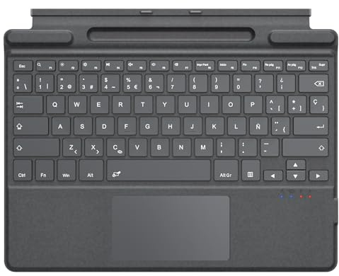 MoKo Teclado Español con Portalápices para Surface Pro 12/11/10/9/8/X,Gris