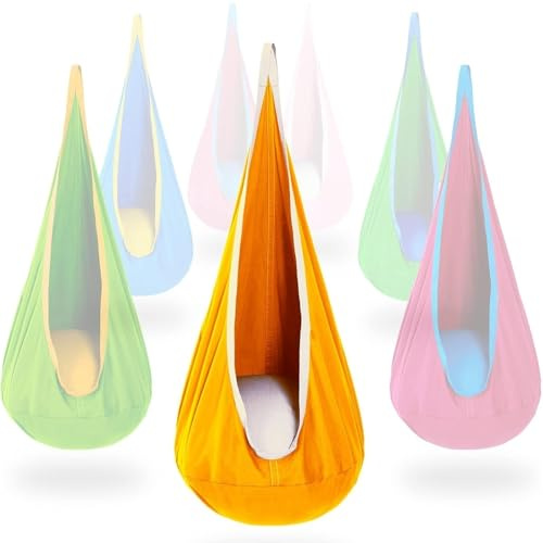 Generisch Schaukel Kinder, Indoor Outdoor Kinder schaukel Baumwolle Schaukelsitz Spielplatz Gartenschaukel mit Verstellba Seil für Teens/Erwachsene Belastbar bis 200kg(Gelb)