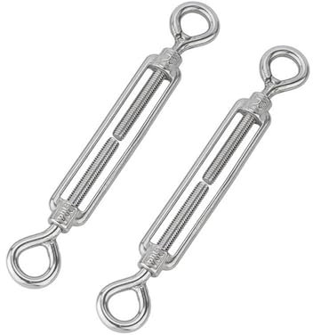 Generico 2 Pezzi M16 Tenditori in Acciaio Inox 304, Serracavo per Filo in Acciaio Tenditori, Tenditore Morsetti per Cavo Acciaio Tendifilo Stendibiancheria, Regolabile Tenditori
