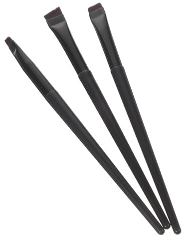 VALICLUD 3 Stück Eyeliner Augenbrauen Make up Pinsel Dünn Flach Schwarzer Kunststoffgriff Präziser Flacher Schräger Pinsel Kosmetik Werkzeug Für Damen Reise Salon
