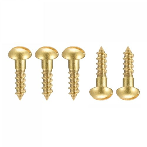 TA-VIGOR 50Pcs Self Tapping Screws, M2.5 Slotted Pan Head Screw, 10mm Round Head Slotted Tapping Screws, Brass Machine Wood Fasteners Bolts for Wood, Drywall, Furniture, Repairing