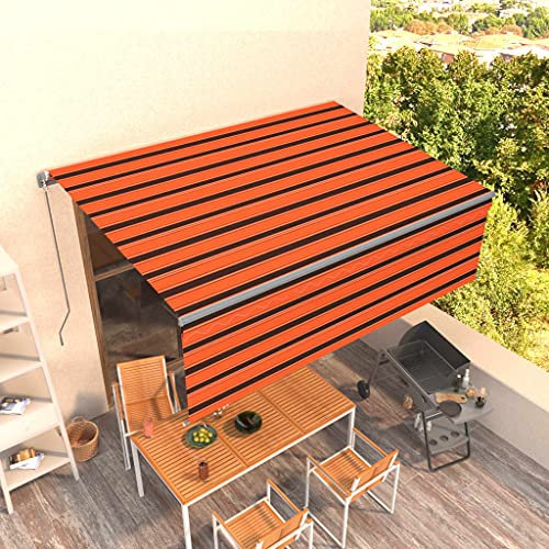 Snsowed Toldo Manual retráctil con persiana, Toldos Exterior, Toldo De Terraza, Toldo Enrollable Exterior, Toldos para Patio, Toldos Verticales, Naranja y marrón 4x3m