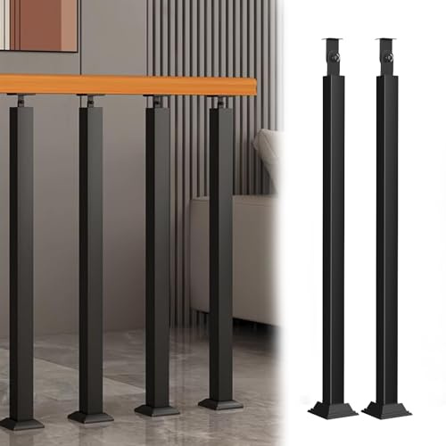 Lot de 2 balustres d'escalier d'intérieur de 105 cm, balustre en métal noir, balustrade d'escalier durable pour marches, balcons, terrasses et décoration extérieure