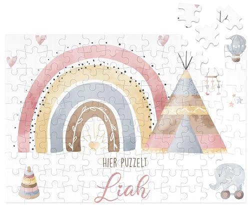 Kidsmood - Personalisiertes Kinderpuzzle mit Namen – Spielzeug Puzzle mit 192 Teile – Geschenk Mädchen zum Geburtstag & Taufgeschenk – Kleine Geschenke für Kinder & personalisierte Geschenke Baby