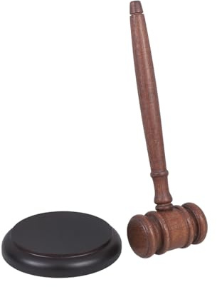 Angoily Martillo de Subasta de Madera con Base Elegante Martillo Práctico para Jueces y Abogados Tribunales y