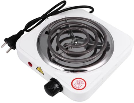 Quemador de Sobremesa Portátil de 1000 W, Metal y Plástico | Blanco, Temperatura Regulable, Anti-vibración, Superficie Extra para Cocinar