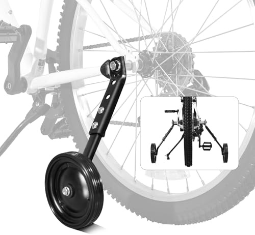 HUASION Kinderfahrrad Stützräder Verstellbare Stützräder für 16, 18, 20, 22, 24 Zoll Kinderräder & Mehrgangräder - Inklusive Komplettem Montageset, 1 Paar, Schwarz