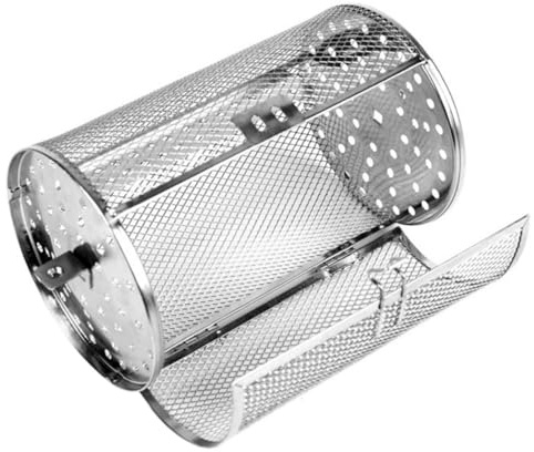 Levemolo Edelstahl Drehspieß Grillkorb mit Rotation Bratkorb für Ofen und Airfryer Langlebiges Grillzubehör für Nüsse Fleisch und Gemüse Hitzebeständiger Backkorb für Rotisserie Öfen