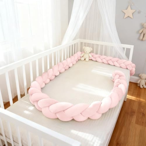 HJZPWB Protección Cama Trenza, Almohadas Trenzado Anudado, Cojines Serpiente De Peluche, Cojín Protección contra Caídas, Alfombra Anticolisión Trenza Cuna Bebe,A17,200cm