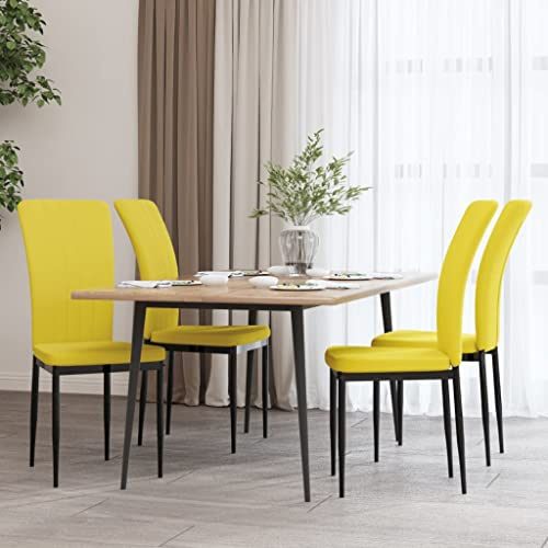 Mandloder Esszimmerstühle 4er Set, Senfgelb Samt Polsterstühle mit Robustem Eisenrahmen, Komfortable Sitzgelegenheiten für Küche, Esszimmer, Wohnzimmer, Modernes Design, Max. 110kg