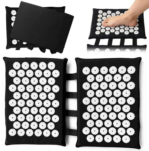 Tappetino per agopressione per piedi e schiena, 2 x 33 cm, per piedi con 110 punte in ABS, per aumentare la circolazione sanguigna, rilassamento muscolare e alleviare lo stress, a casa, in ufficio o