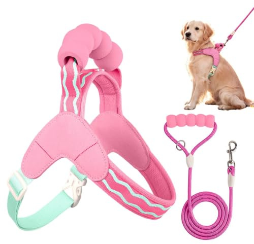 Ingen tåg-hundsele – anti-drag-hundbrösthållare, husdjurslin-set | Robust, halkfri, förtjockad, vadderat handtag | justerbar valpsele | för promenader, camping, picknick,