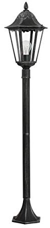 Eglo Navedo lampada a piantana per esterni, lampada per esterni a 1 luce, lampada da terra in fusione di alluminio e vetro, nero con patina argento, attacco E27, 120 cm, IP44