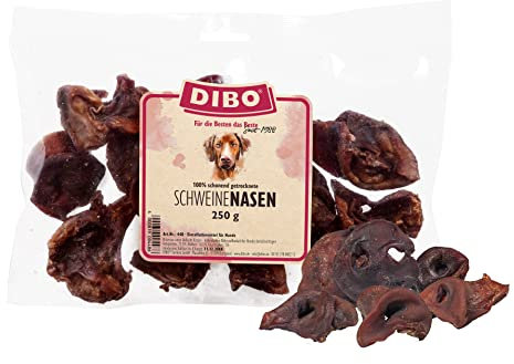 DIBO Schweinenasen, 250g-Beutel, der kleine Naturkau-Snack oder Leckerli für Zwischendurch, Hundefutter, Qualitätskauartikel ohne Chemie