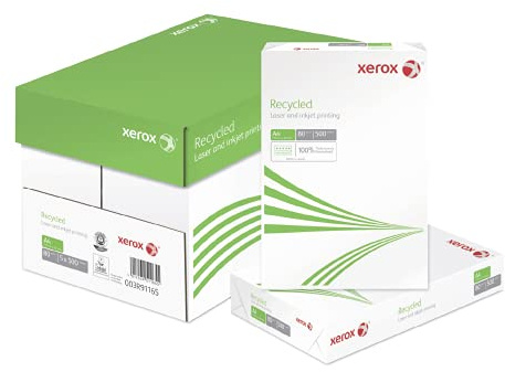Xerox återvunnet papper 003R91165 – DIN A4 80 g/m² – kopieringspapper för laserskrivare och kopiatorer – tillverkat av 100% avfall – 1 kartong, 5 paket, 2 500 ark