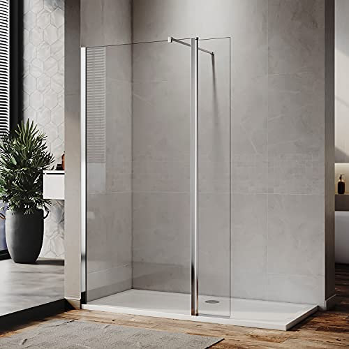ELEGANT 1200mm Walk in Wetroom Shower Enclosure 8mm Easy Clean Glass Screen Panel with 300mm Return Panel