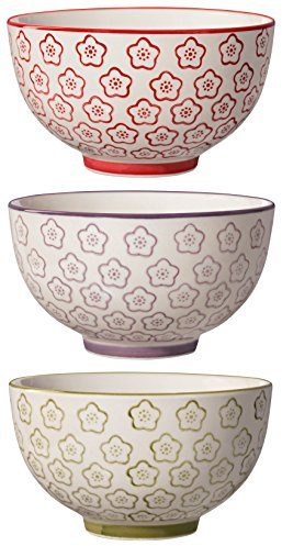 Bloomingville Schalen Isabella, rot lila grün, Keramik, 3er Set