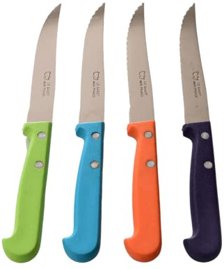 AU SABOT Coffret de 4 Couteaux Steak ABS panachés Lame 11.5cm. Compatible Lave-Vaisselle. Made in France