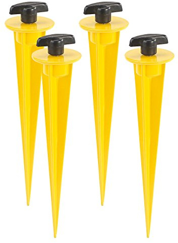 AGT Zubehör zu Gartenfluter Erdspieß: 4er-Set Aluminium-Erdspieße für LED-Fluter, 17 cm, gelb (Flutlichtstrahler, Bodenstrahler, Strahler)