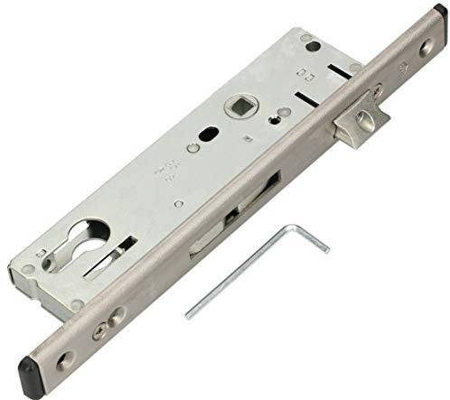 KOTARBAU® Rohrrahmenschloss 92 mm Dornmaß 35 mm C-Stulp Edelstahl Einsteckschloss Türschloss Haustürschloss für Profilzylinder Links/Rechts