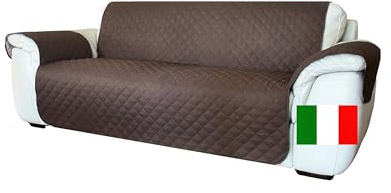 Moonange Copridivano 3 Posti con Braccioli Seduta 165 cm Impermeabile Reversibile Antiscivolo Antimacchia Antigraffio Antipelo Moderno Marrone