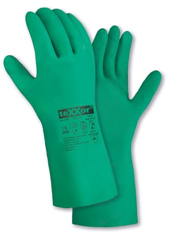 texxor 12 Stück Chemikalienschutz-Handschuhe 2360, Nitril, Packung, grün, 10/XL