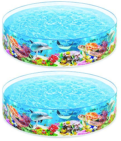 Intex 58472EP SnapSet Kiddie 8 x 8 Foot Instant Backyard Swimming Pool for Kids 3 Years Old and Up with Repair Patch, Deep Sea Blue (2 Pack)