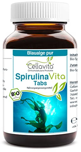 Cellavita Bio Spirulina Vita Tabs à 400mg - 25 bis 1000 Tagesvorrat Vegan | platensis pacifica | (100g - 25 Tages Vorrat)