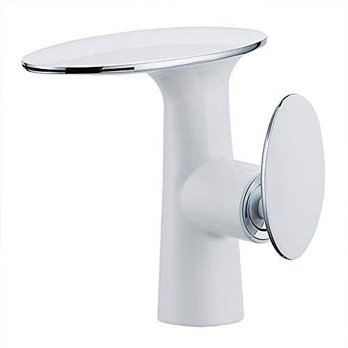 Wasserfall Wasserhahn Bad - Waschtischarmaturen Moderner Einhebel Messing Waschbecken Mischbatterie, Blanc