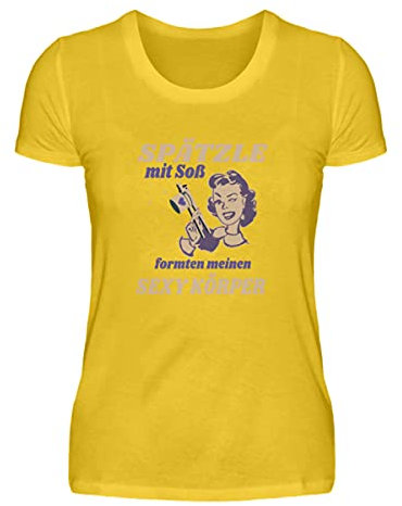 Spätzle avec sauce – Proverbes souabes – Cadeaux de souabe – T-shirt pour femme, Jaune citron, S