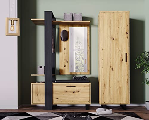 möbelando Garderobe Flureinrichtung Komplett Set Dielengarderobe Flurmöbel Marousi I