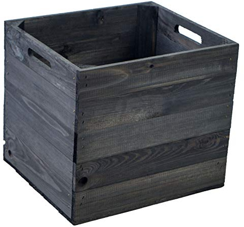 Kistenkolli Altes Land Holzkiste für Kallax Regale und Expidit Regale Weinkiste Obstkiste Regalkiste Maße 33x37,5x32,5cm (1er Set, Schwarz)