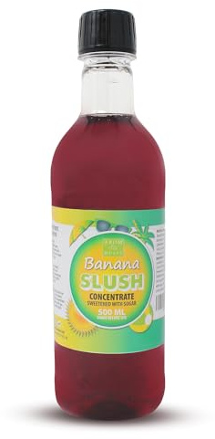 Aromhuset 500ml Banana Slush Concentrate - Mixing Ratio 1:5 - Flavoured Frozen Slushie Syrups Mix for Ice Drinks Machines, Blender Mix, DIY Cocktails & More