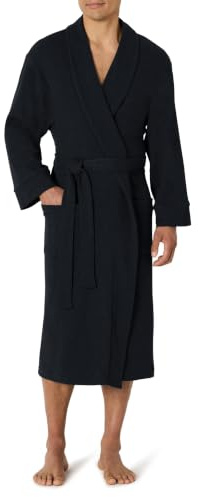 Amazon Essentials Men's Lightweight Waffle Robe, Black, 3X-Large Big